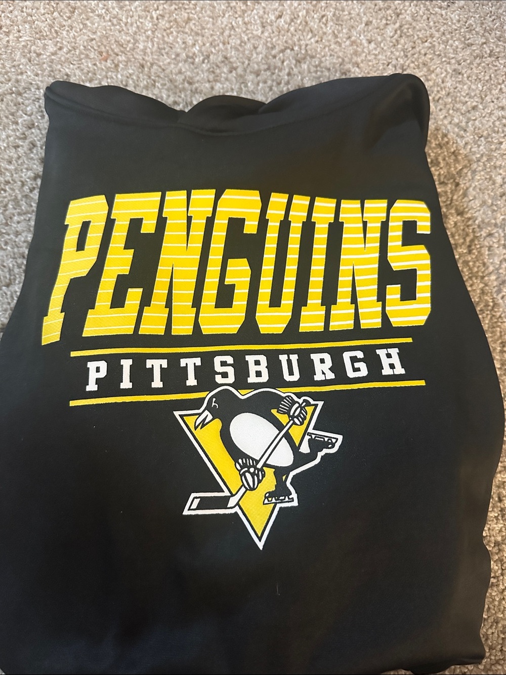 NHL Kids Black Hoodie with Yellow Pittsburgh Penguins Logo